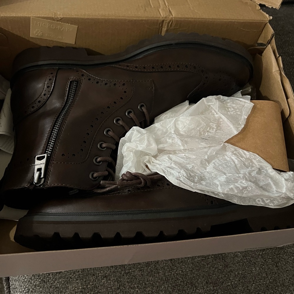 Kenneth Cole Reaction Dark Brown Leather Boots